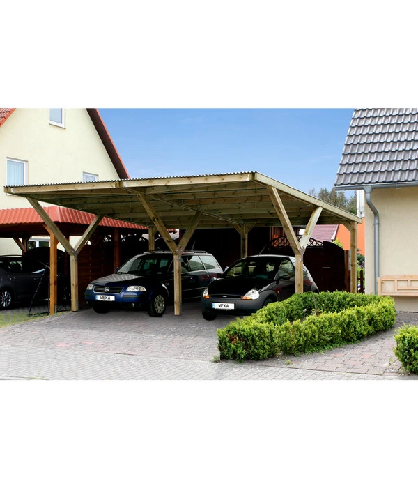 Weka Y-Doppelcarport 612 Mit Stahldach, Ca. B592/H250/T606 Cm