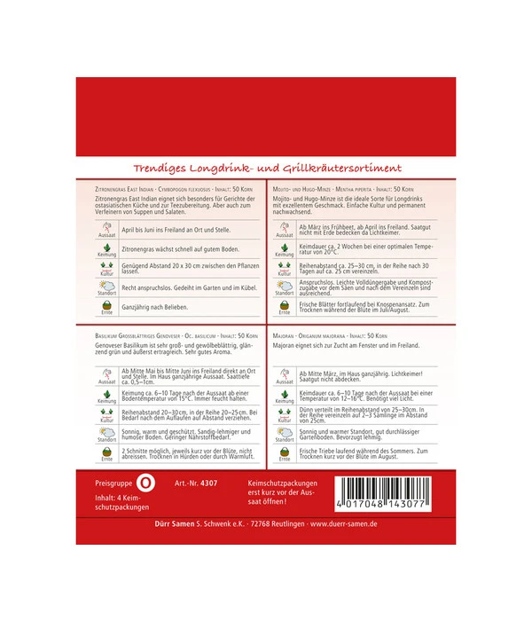 Dürr Samen Longdrink- Und Grillkräutersortiment – Bild 2