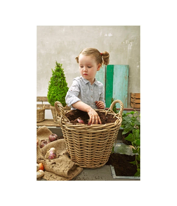 Van Der Leeden Rattan-Korb Mit Henkeln, Rund, Grau-braun – Bild 8