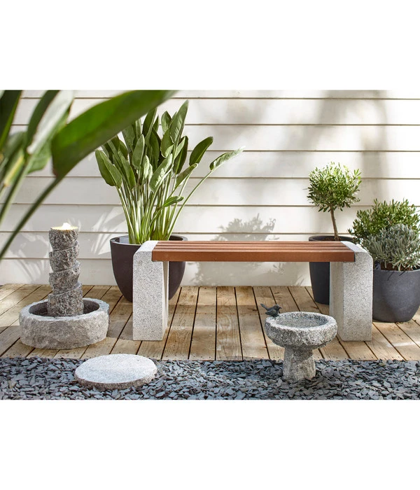 Dehner Granit-Gartenbank, Ca. B120/H45/T35 Cm, Grau/braun – Bild 2