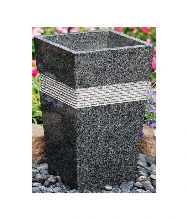 Granit-Pflanztopf, Eckig, Schwarz, 30 X 30 X 49 Cm – Bild 2
