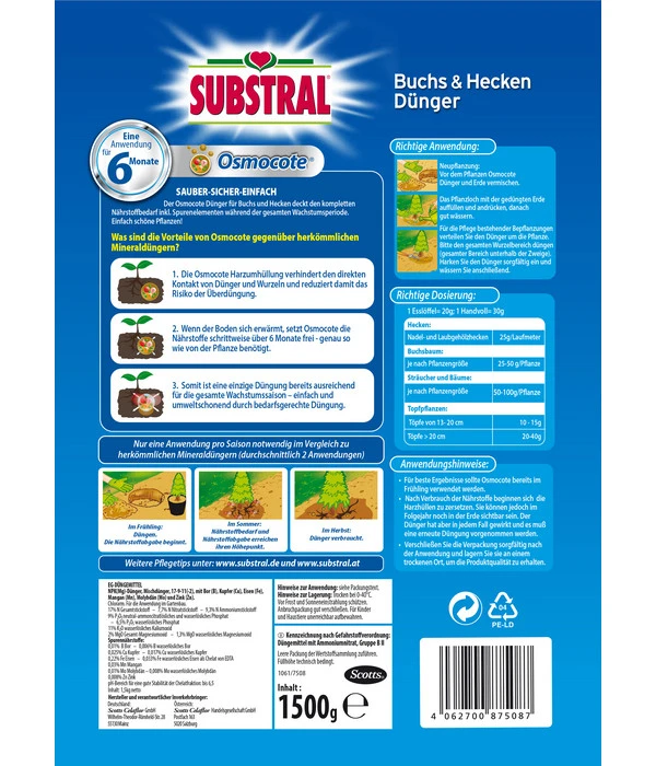Substral® Osmocote® Buchs & Hecken Dünger, 1,5 Kg – Bild 2