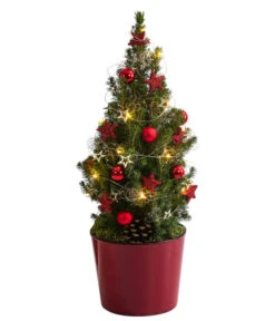 Geschmückter Weihnachtsbaum Antik, Mit Lichterkette, Ca. H50 Cm