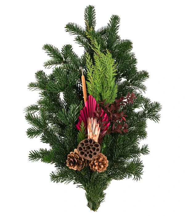 Grabstrauß Aus Nordmann-Tanne, Oval, Pink, Ca. B70/H10/T45 Cm