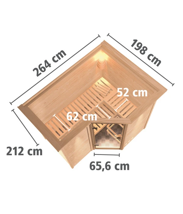 Wolff Finnhaus Innensauna Basic Lisias, Ca. B264/H212/T198 Cm – Bild 4