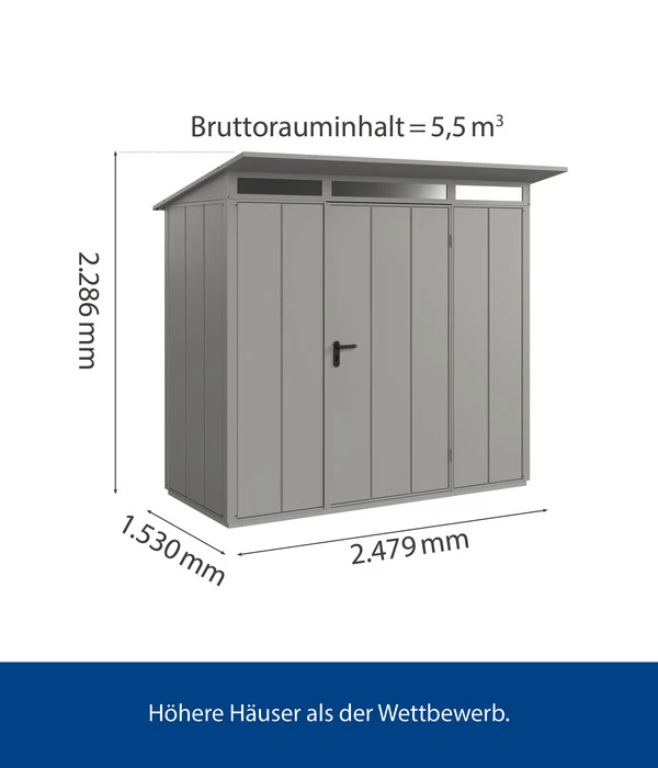 Hörmann Berry-Gerätehaus Modern-P Typ 1, Ca. B247,9/H228,6/T153 Cm – Bild 3