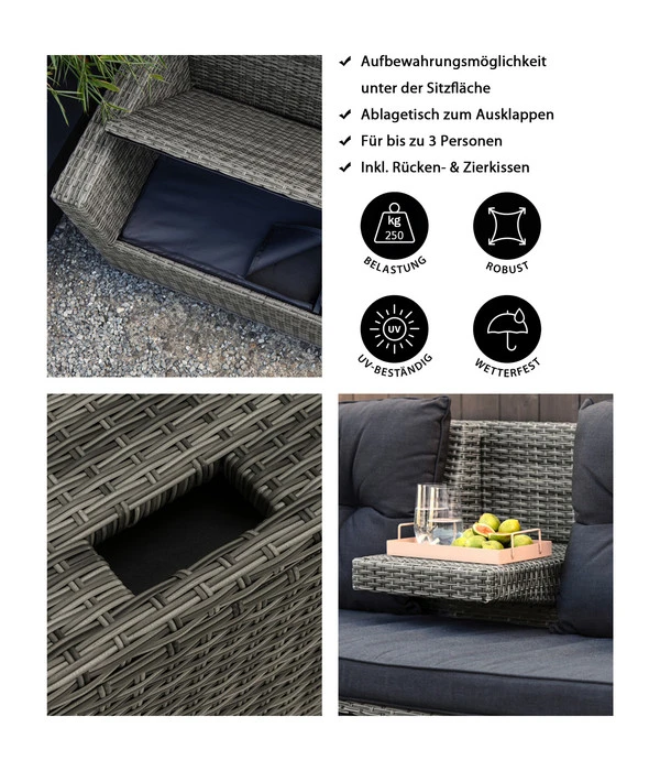 Dehner Flecht-Truhenbank Föhr, 3-Sitzer – Bild 8