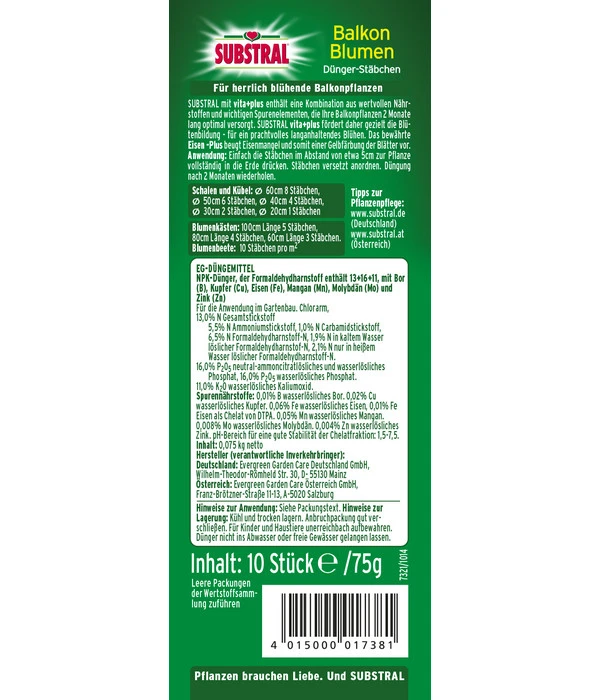 Substral® Düngestäbchen Für Balkonblumen, 10 Stk. – Bild 2