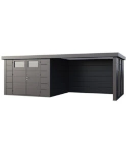 Wolff Finnhaus Metallgerätehaus Eleganto 3030, Inkl. Lounge Rechts Mit Fenstern, Ca. B662/H227/T318 Cm